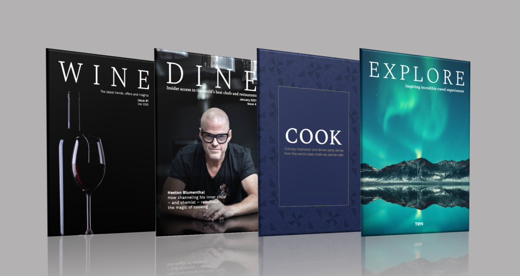 WINE, DINE, COOK and EXPLORE covers