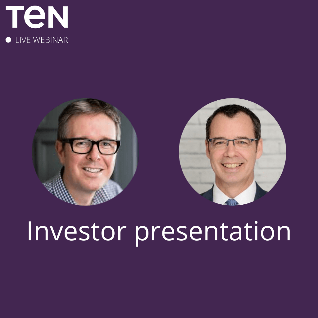 Images of Alex Cheatle (CEO) and Alan Donald (CFO) with the text 'Investor presentation'